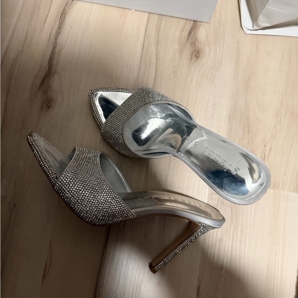 Silver Sparkly Heeled Mules